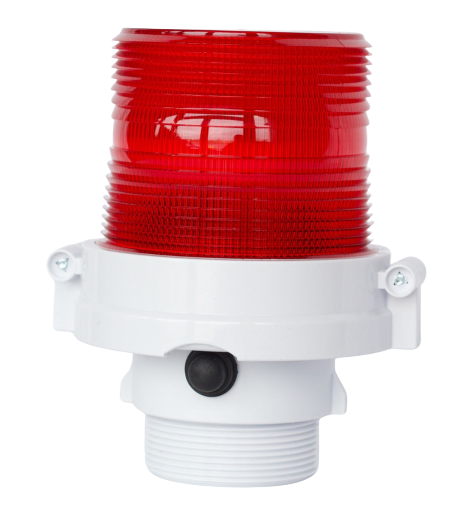 Airport Solar Flashing Light - Red 601, 360° Lens with Pipe Mount