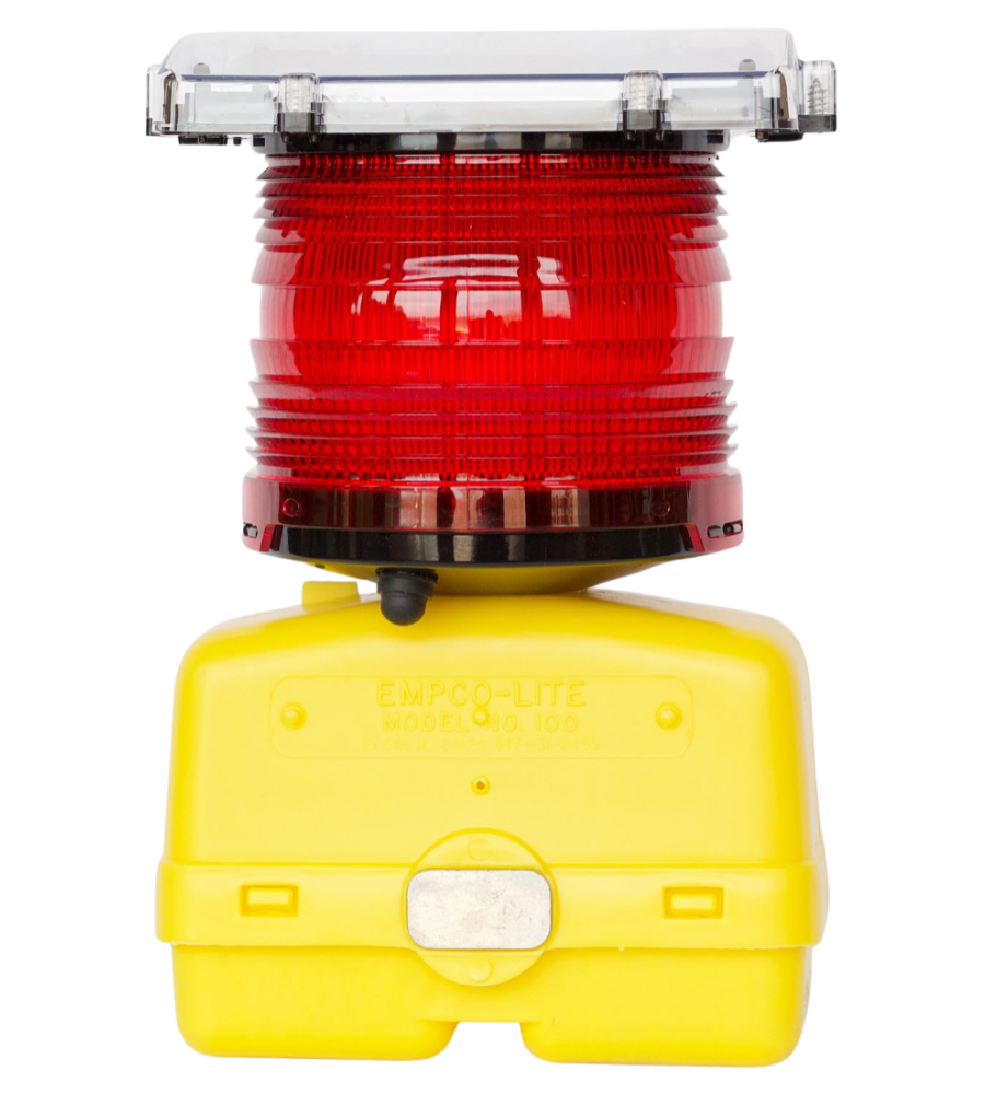 Airport Flashing Light 630 Red, Solar, 360 Degree Lens & 3-Way Switch, Rechargeable Battery Included