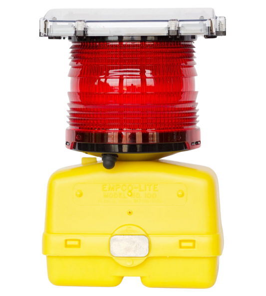 Airport Flashing Light 630 Red, Solar, 360 Degree Lens & 3-Way Switch, Rechargeable Battery Included