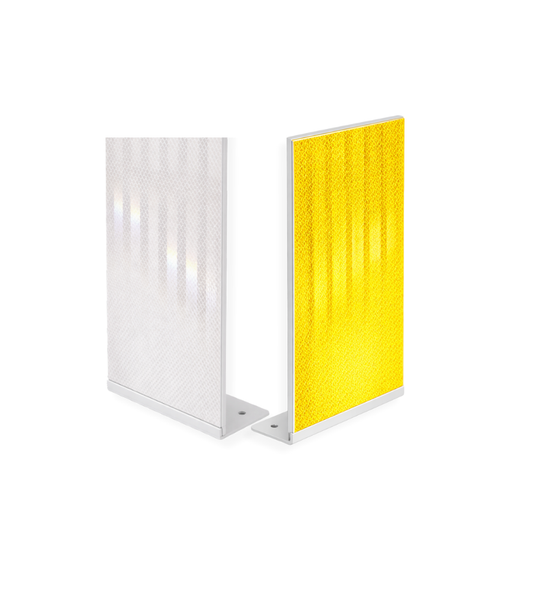 Top Mount Barrier Reflector - White & Yellow DOUBLE-SIDED Reflective 6" x 12"
