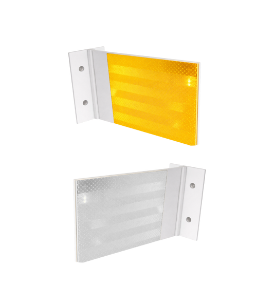 Side Mount Barrier Reflector - White & Yellow DOUBLE-SIDED Reflective 3.5" x 3.5"