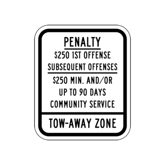 10x12 $250 Penalty Parking Sign